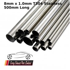 8mm x 1.0mm Stainless Steel (T304) Tube - 500mm Long